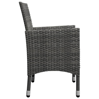Set Bistrot Giardino 3 pz Polyrattan e Vetro Temperato Grigio - homemem39