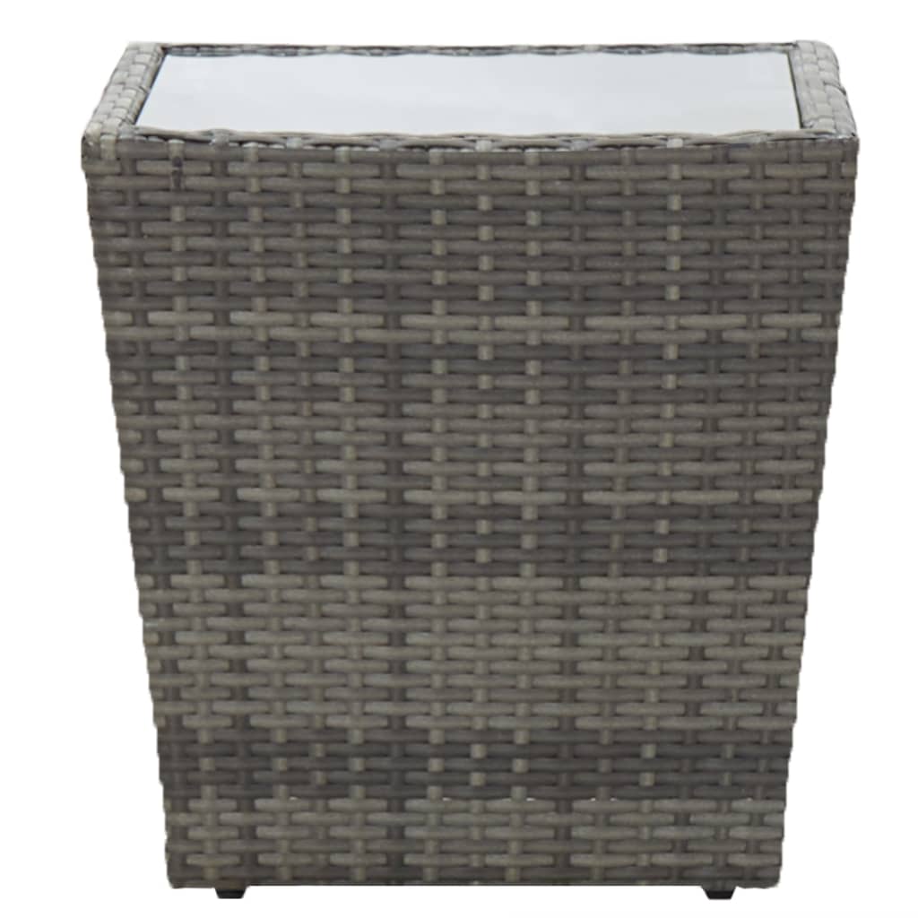 Set Bistrot Giardino 3 pz Polyrattan e Vetro Temperato Grigio - homemem39