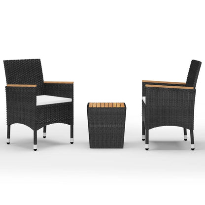 Set da Bistrot per Giardino 3 pz in Polyrattan e Acacia Nero - homemem39