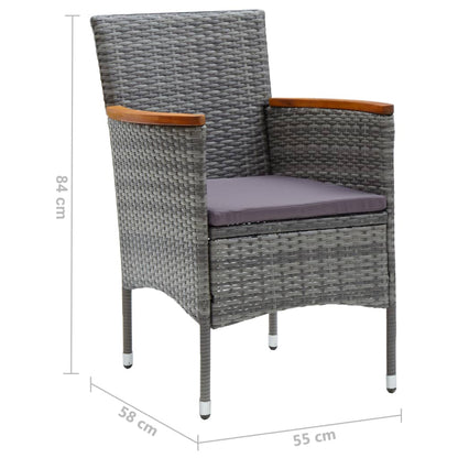 Set da Bistrot 3 pz in Polyrattan e Legno Acacia Grigio - homemem39