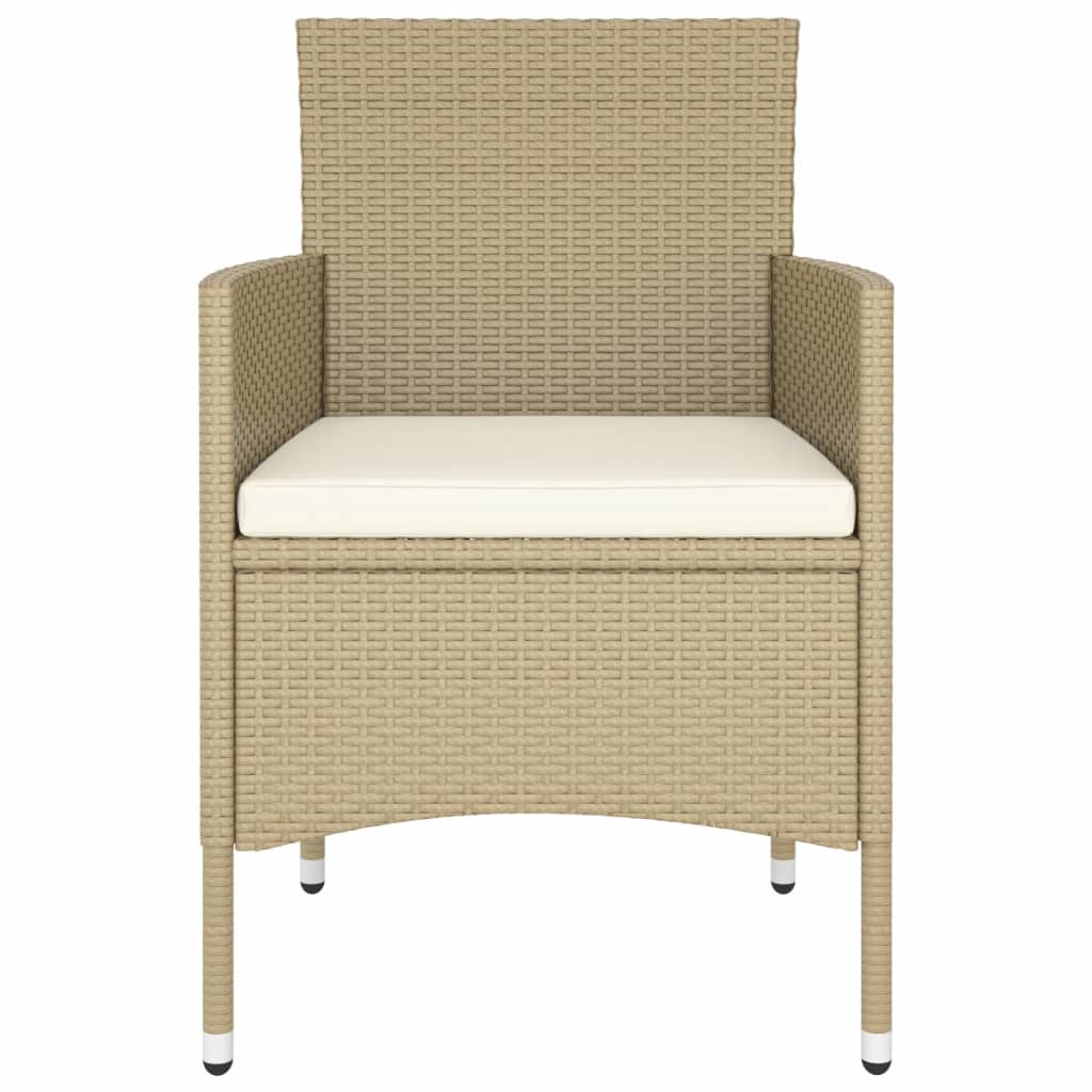 Set Bistrot da Giardino 5 pz Polyrattan e Vetro Temperato Beige - homemem39