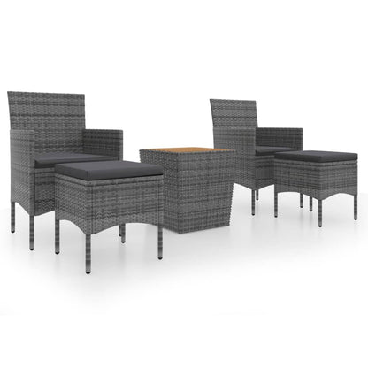 Set Bistrot Giardino 5 pz Polyrattan e Massello Acacia Grigio - homemem39