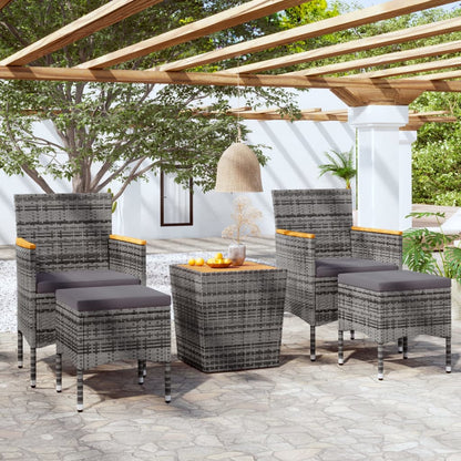 Set Bistrot Giardino 5 pz Polyrattan e Massello Acacia Grigio - homemem39