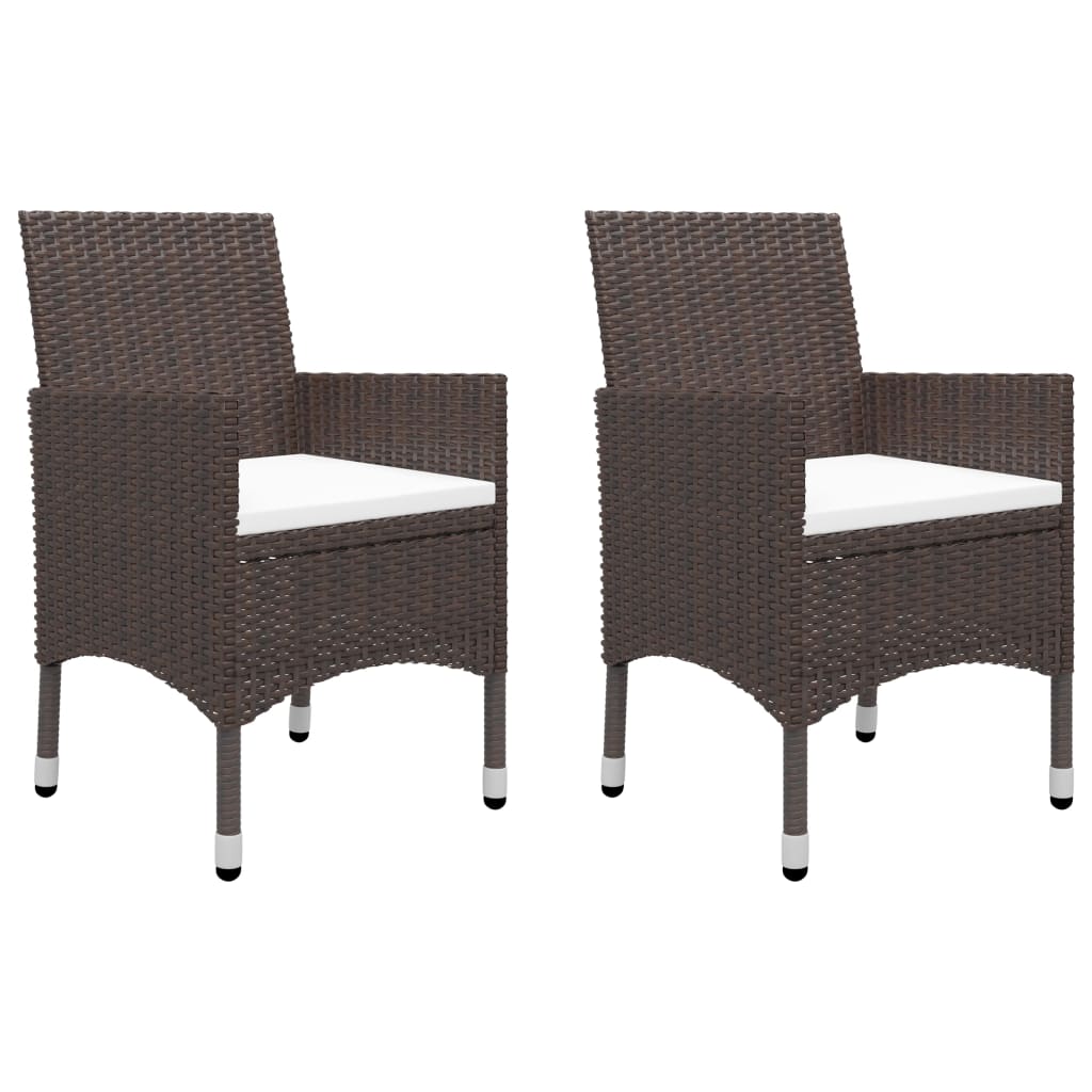Set Bistrot Giardino 3 pz Polyrattan e Vetro Temperato Marrone - homemem39