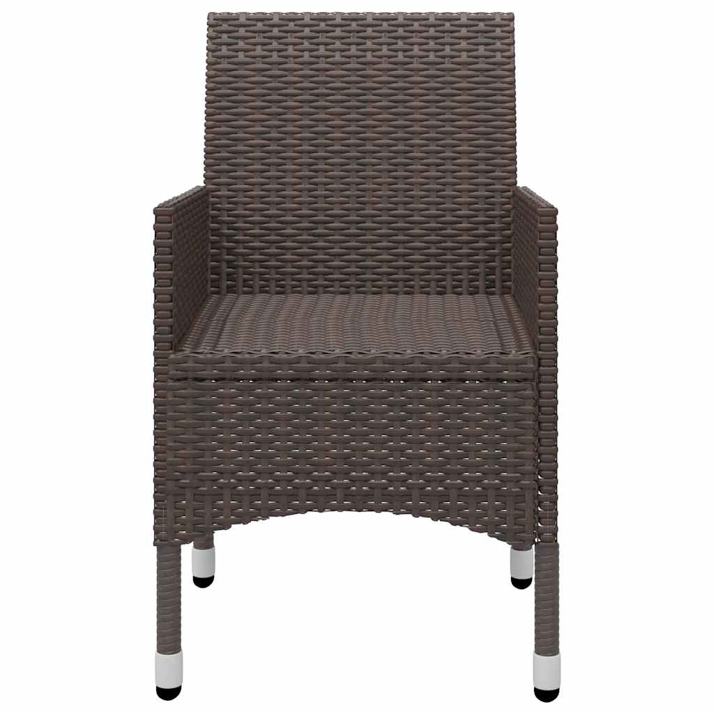 Set Bistrot Giardino 3 pz Polyrattan e Vetro Temperato Marrone | homemem39