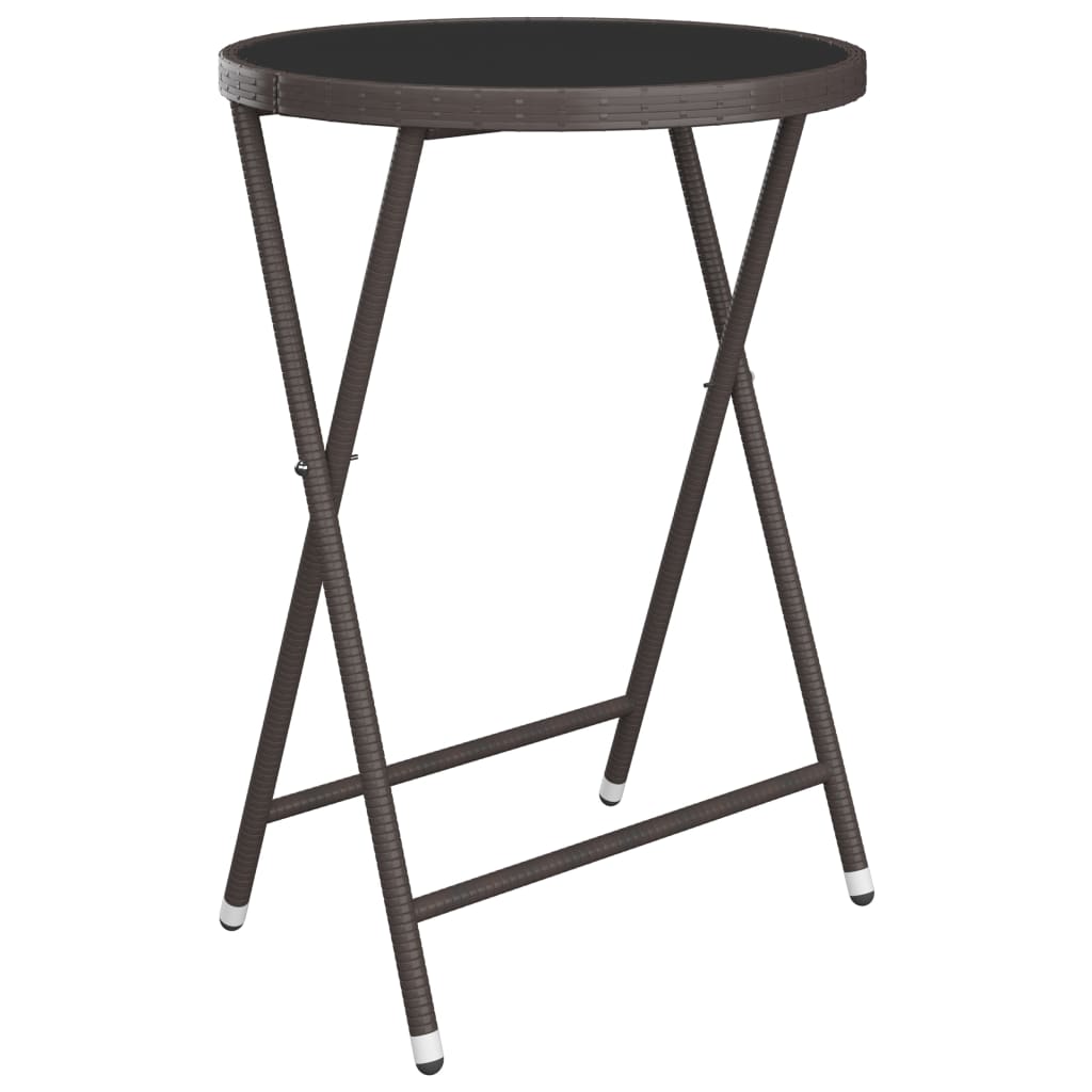 Set Bistrot Giardino 3 pz Polyrattan e Vetro Temperato Marrone - homemem39