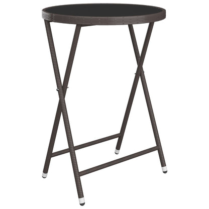 Set Bistrot Giardino 3 pz Polyrattan e Vetro Temperato Marrone - homemem39