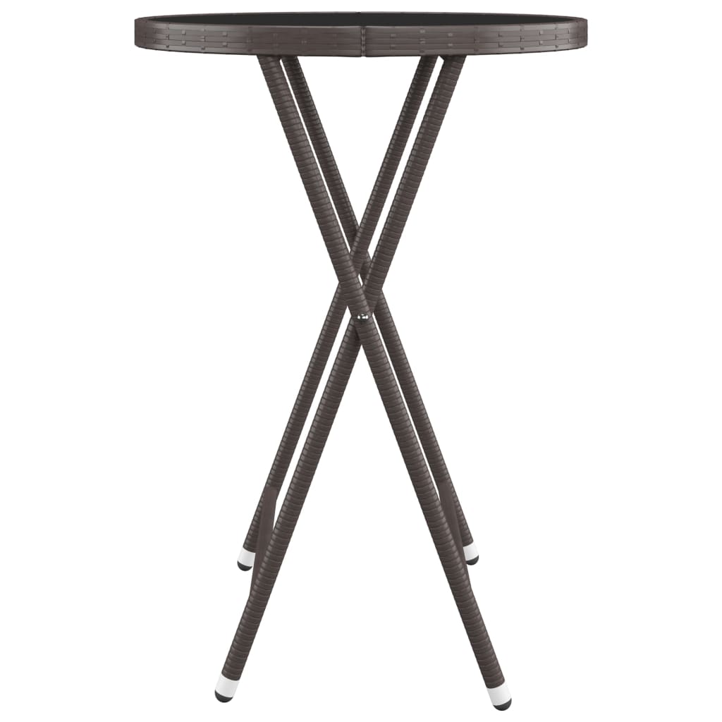 Set Bistrot Giardino 3 pz Polyrattan e Vetro Temperato Marrone - homemem39