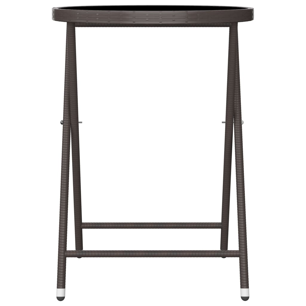 Set Bistrot Giardino 3 pz Polyrattan e Vetro Temperato Marrone - homemem39