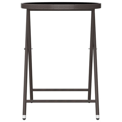 Set Bistrot Giardino 3 pz Polyrattan e Vetro Temperato Marrone - homemem39