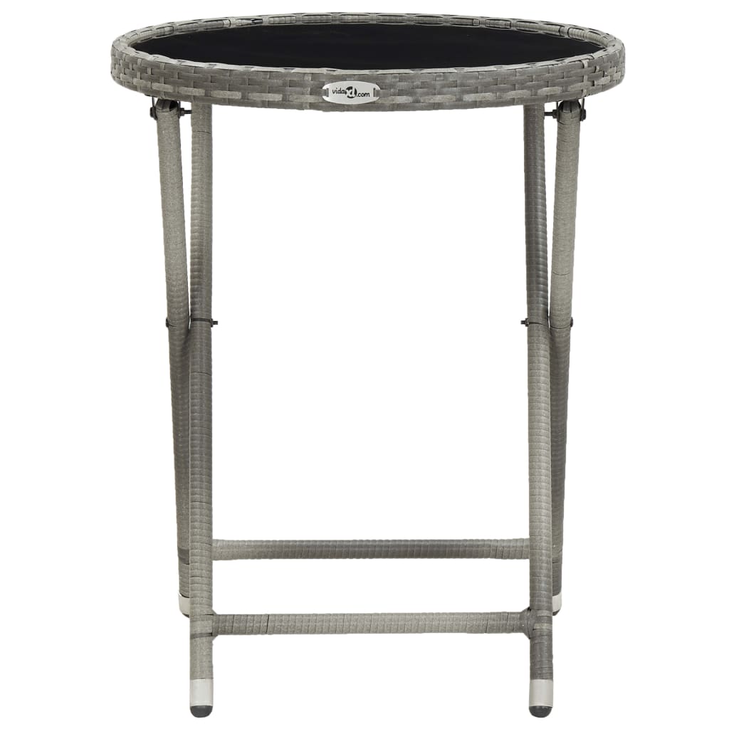 Set Bistrot Giardino 3 pz Polyrattan e Vetro Temperato Grigio - homemem39