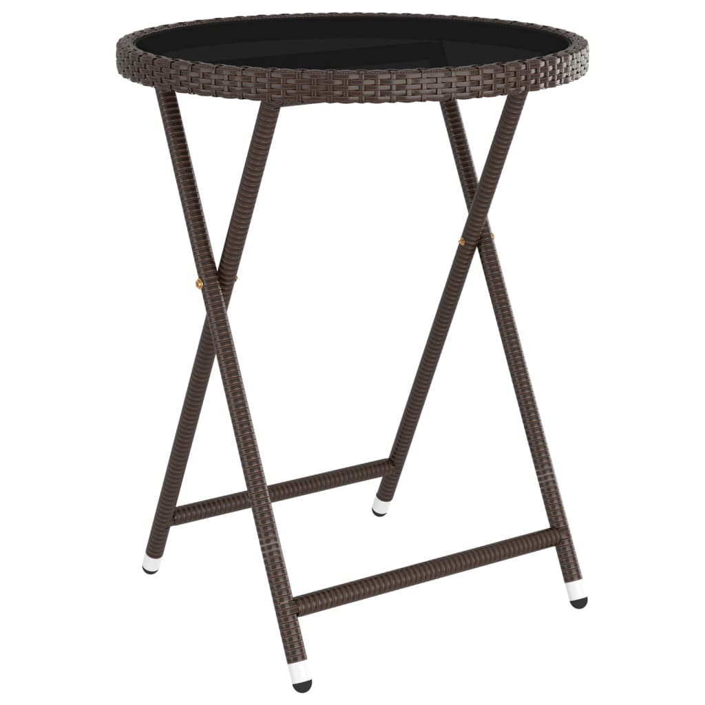 Set Bistrot Giardino 5 pz Polyrattan e Vetro Temperato Marrone - homemem39