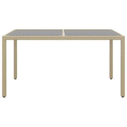 Set da Pranzo Giardino 7 pz Polyrattan e Vetro Temperato Beige - homemem39