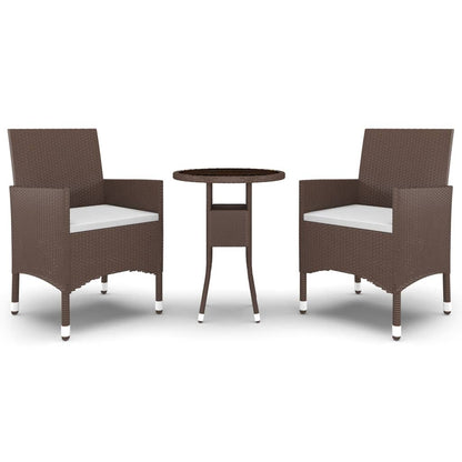 Set da Pranzo per Giardino 3 pz in Polyrattan Marrone - homemem39