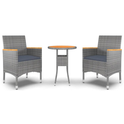 Set da Pranzo per Giardino 3 pz in Polyrattan Grigio - homemem39