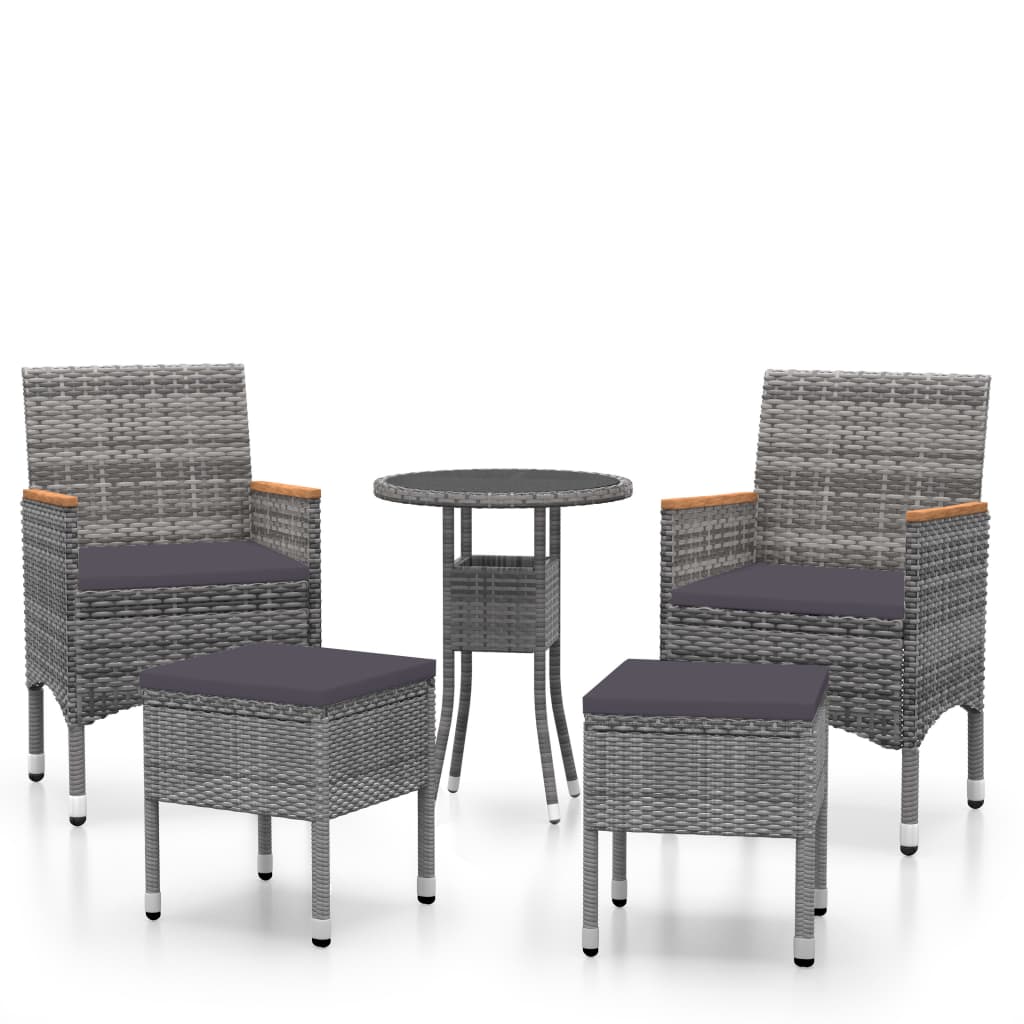 Set Divani da Giardino 5 pz in Polyrattan Grigio - homemem39