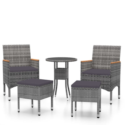 Set Divani da Giardino 5 pz in Polyrattan Grigio - homemem39