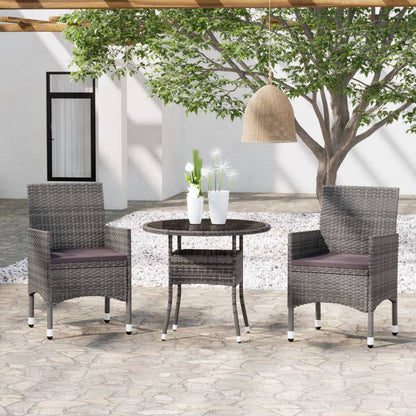 Set da Pranzo per Giardino 3 pz in Polyrattan Grigio - homemem39