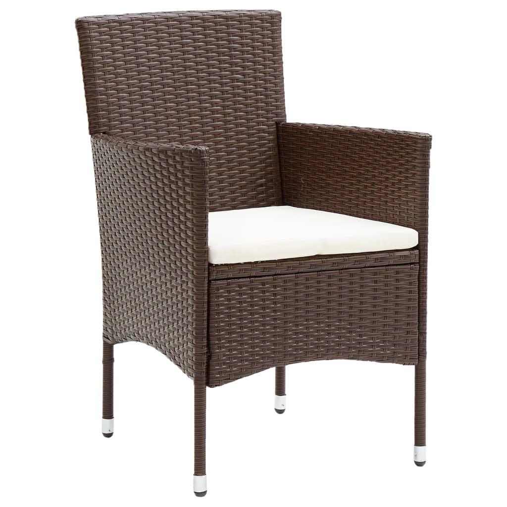 Set da Pranzo per Giardino 3pz in Polyrattan Marrone - homemem39