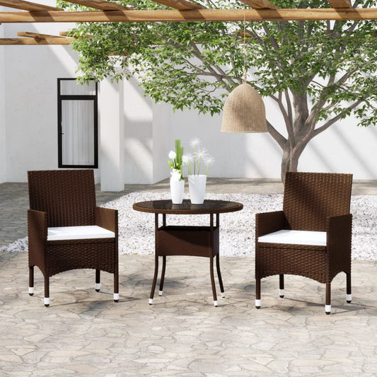 Set da Pranzo per Giardino 3pz in Polyrattan Marrone - homemem39