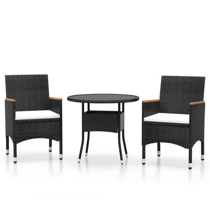 Set da Pranzo per Giardino 3 pz in Polyrattan Nero - homemem39
