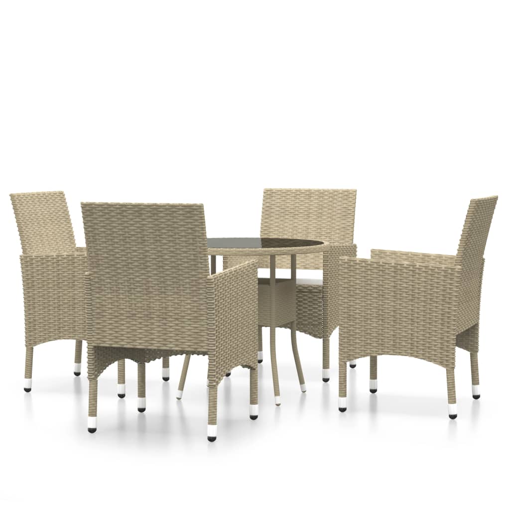 Set Mobili da Pranzo per Giardino 5 pz in Polyrattan Beige - homemem39