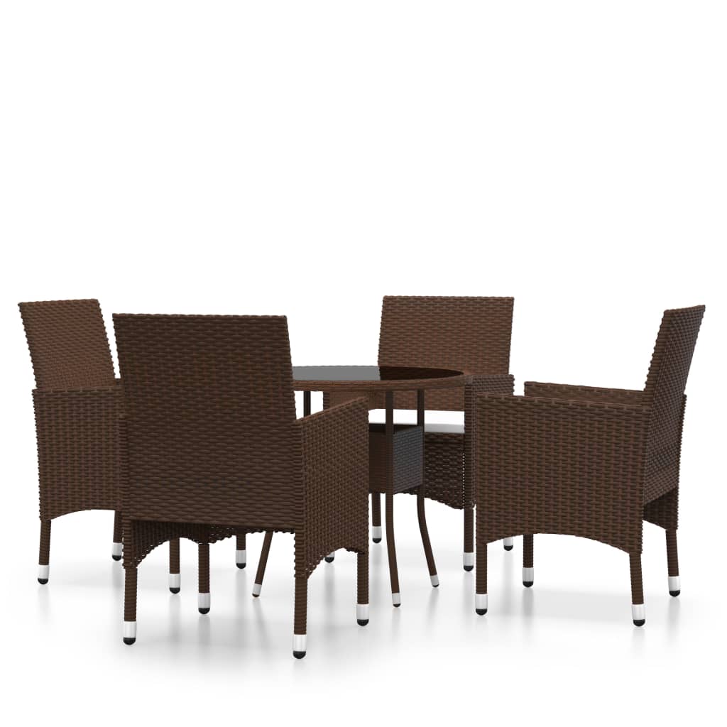 Set da Pranzo per Giardino 5 pz in Polyrattan Marrone - homemem39