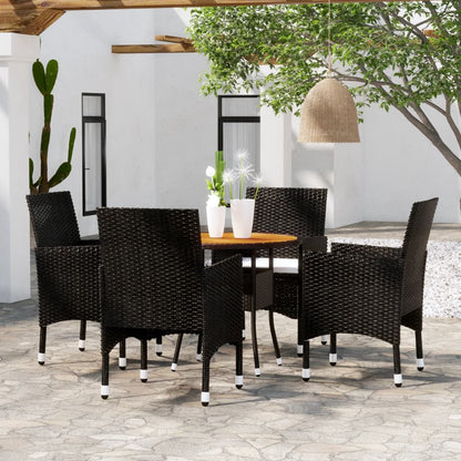 Set da Pranzo per Giardino 5 pz in Polyrattan Nero - homemem39