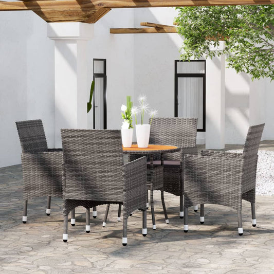 Set da Pranzo per Giardino 5 pz in Polyrattan Grigio - homemem39