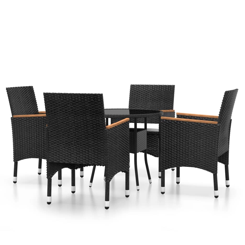 Set da Pranzo per Giardino 5 pz in Polyrattan Nero - homemem39