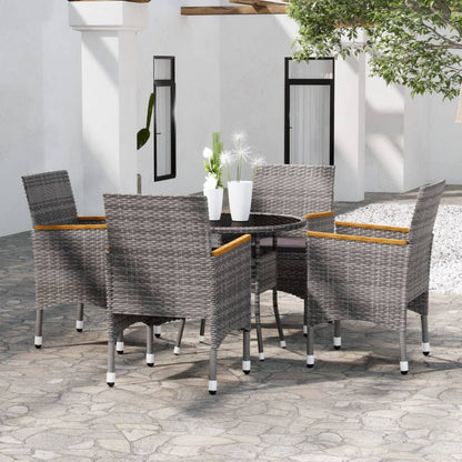 Set da Pranzo per Giardino 5 pz in Polyrattan Grigio - homemem39