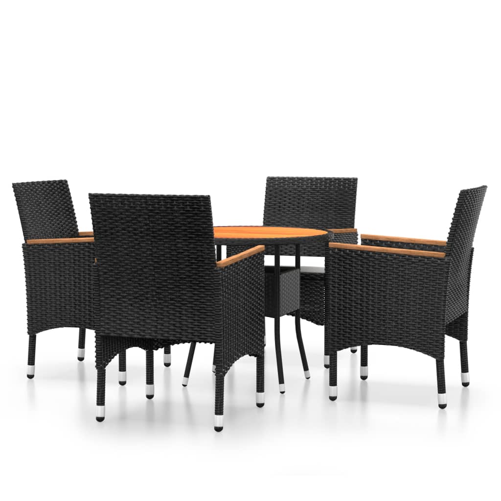 Set da Pranzo per Giardino 5 pz in Polyrattan Nero - homemem39