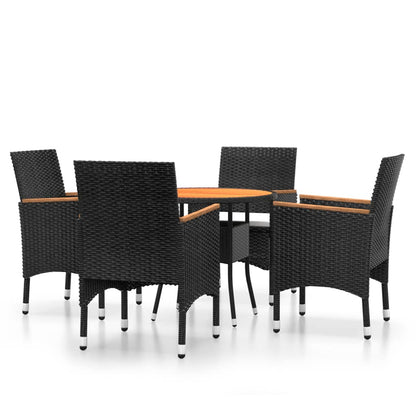 Set da Pranzo per Giardino 5 pz in Polyrattan Nero - homemem39