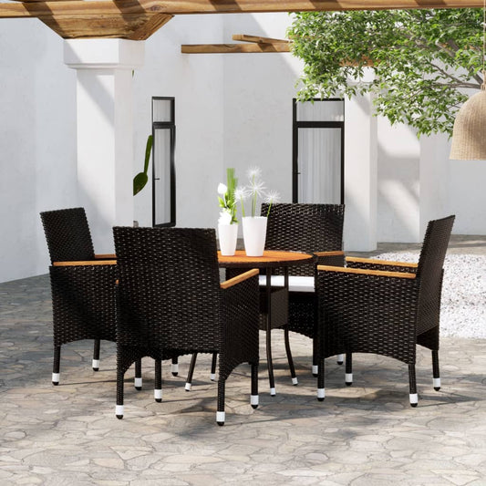 Set da Pranzo per Giardino 5 pz in Polyrattan Nero - homemem39