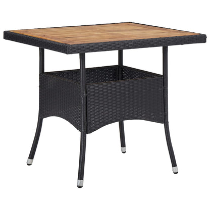 Set Mobili da Pranzo per Giardino 3 pz Polyrattan e Acacia Nero - homemem39