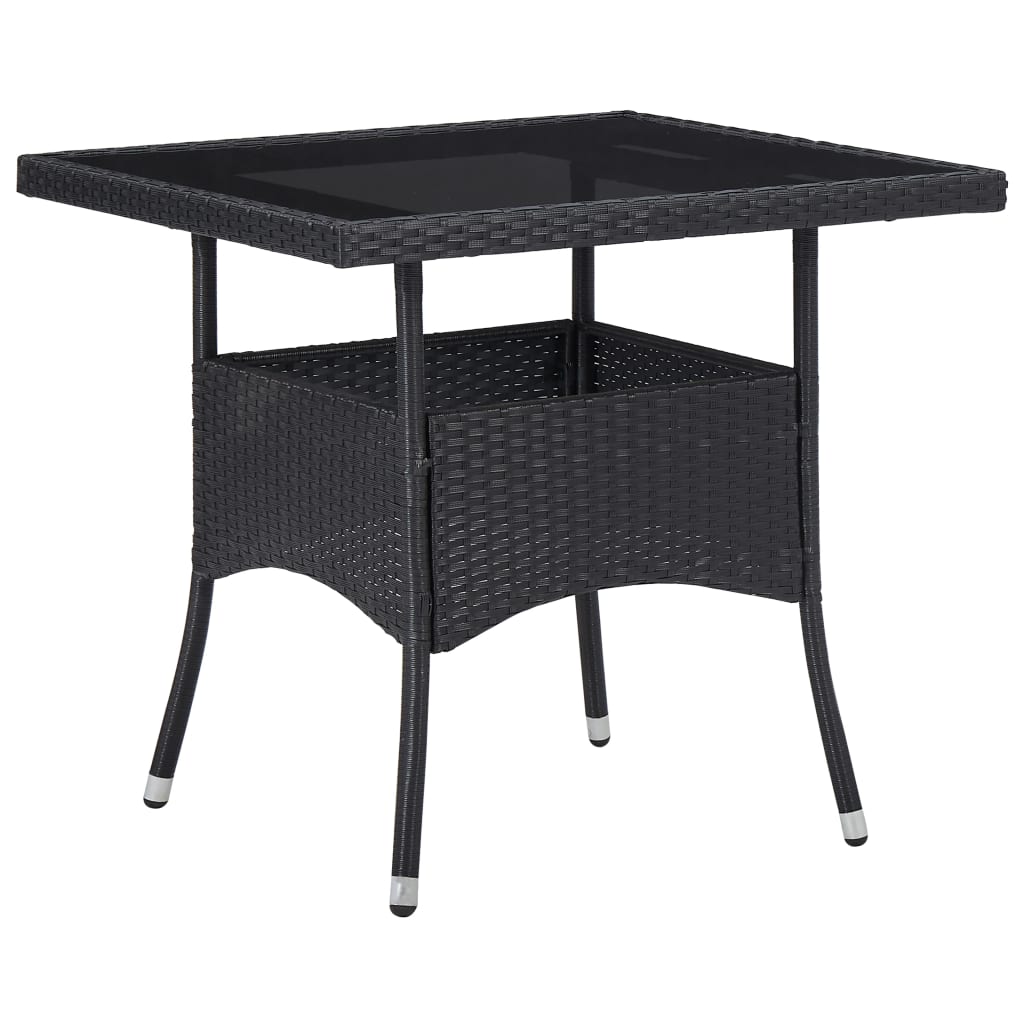 Set Mobili da Pranzo per Giardino 5 pz Polyrattan e Vetro Nero - homemem39