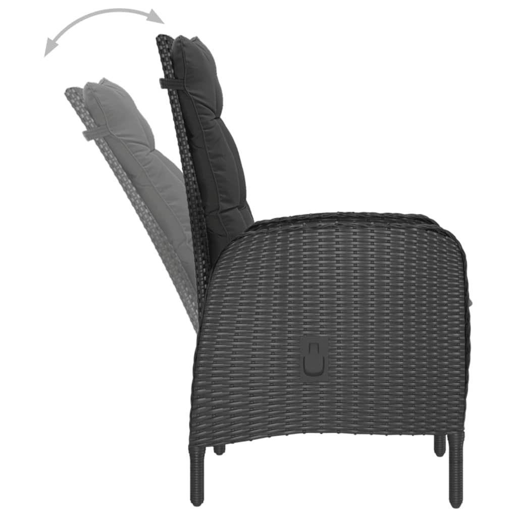 Set Mobili da Pranzo per Giardino 5 pz Polyrattan e Vetro Nero - homemem39
