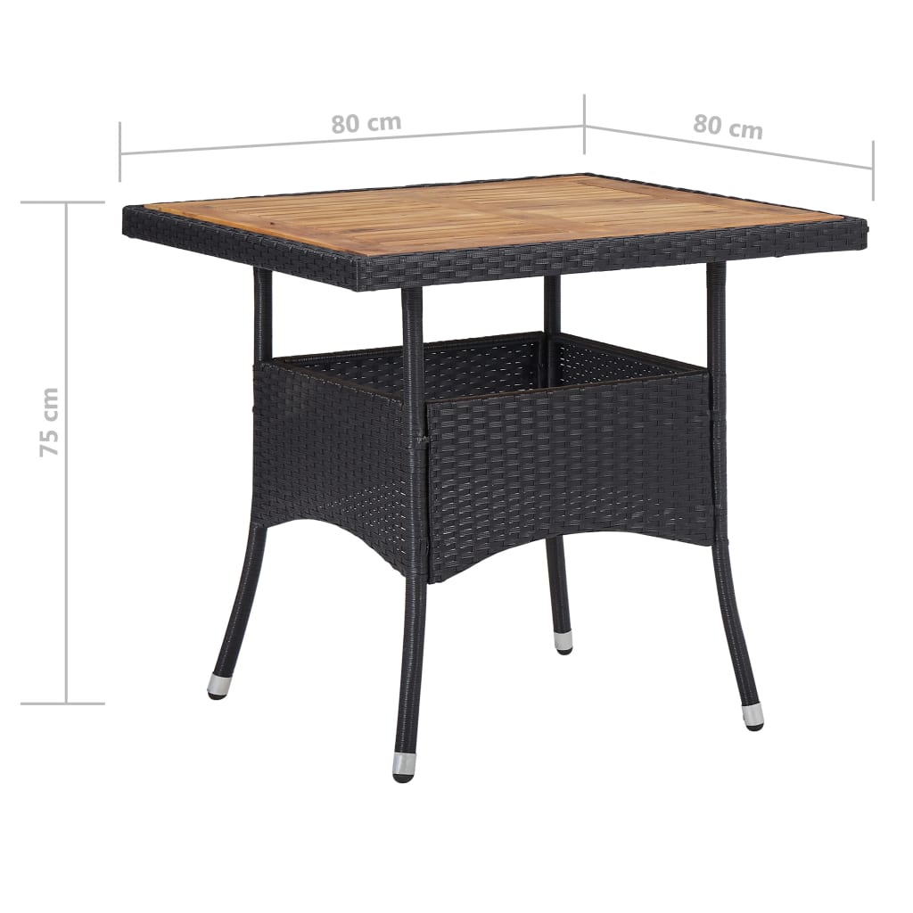 Set Mobili da Pranzo per Giardino 5 pz Polyrattan e Acacia Nero - homemem39