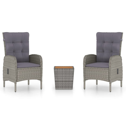 Set da Bistrot 3 pz in Polyrattan e Legno Acacia Grigio - homemem39