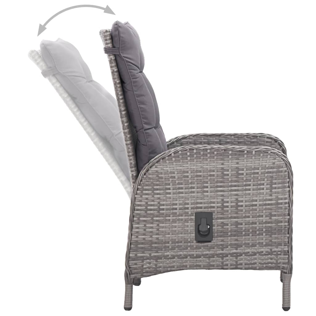 Set da Bistrot 3 pz in Polyrattan e Legno Acacia Grigio - homemem39