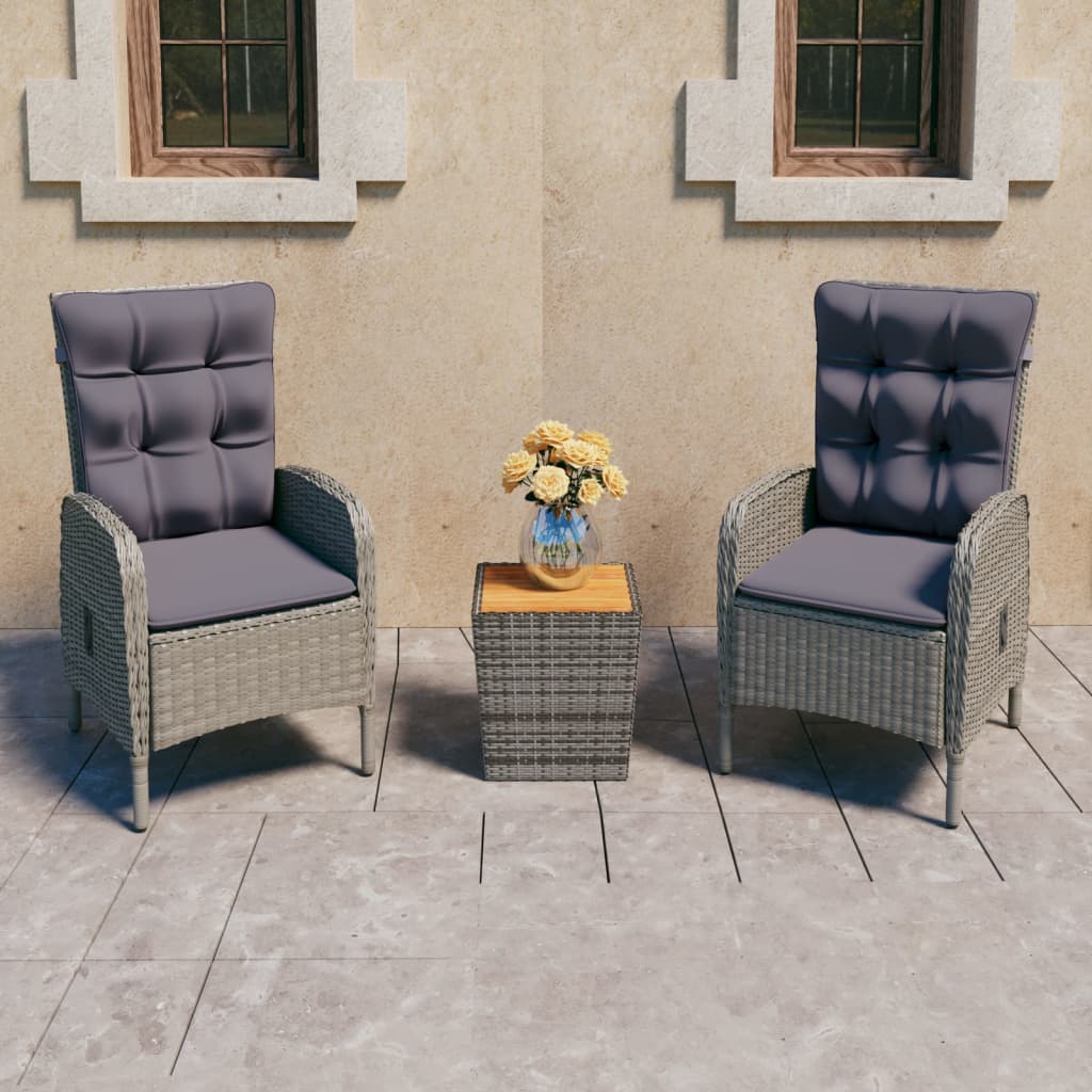 Set da Bistrot 3 pz in Polyrattan e Legno Acacia Grigio - homemem39