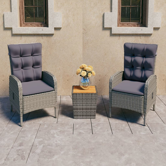 Set da Bistrot 3 pz in Polyrattan e Legno Acacia Grigio - homemem39