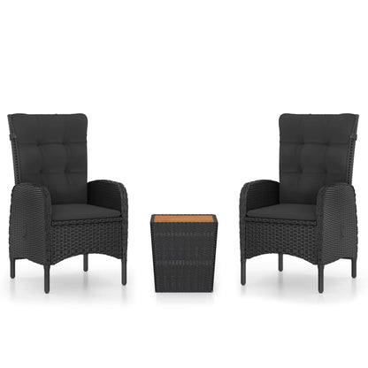 Set da Bistrot per Giardino 3 pz in Polyrattan e Acacia Nero - homemem39