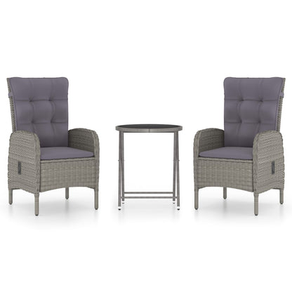 Set da Bistrot da Giardino 3 pz in Polyrattan e Vetro Grigio - homemem39