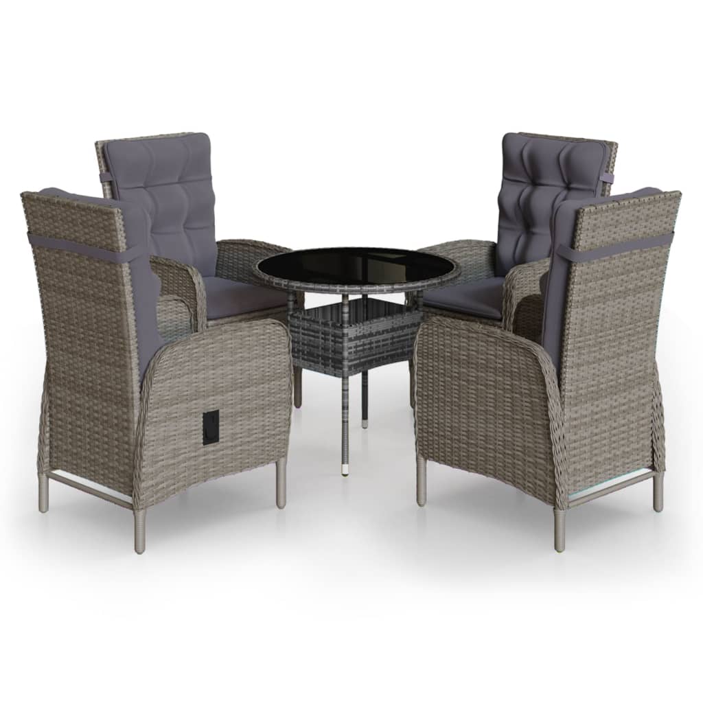 Set da Bistrot per Giardino 5 pz in Polyrattan Grigio - homemem39