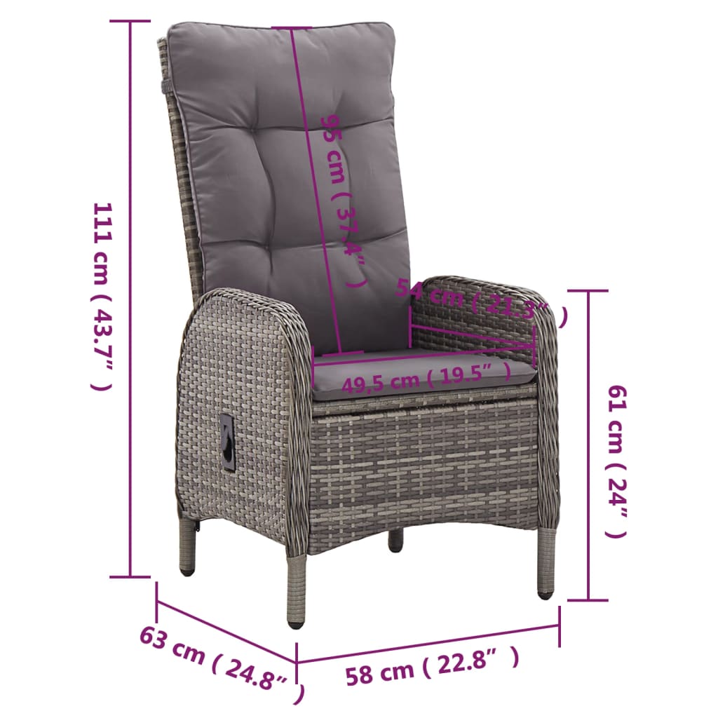 Set da Bistrot per Giardino 5 pz in Polyrattan Grigio - homemem39