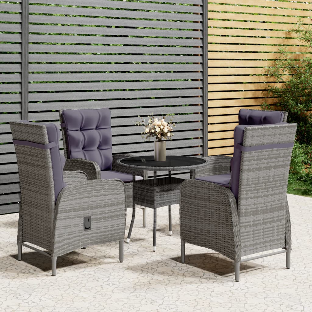 Set da Bistrot per Giardino 5 pz in Polyrattan Grigio - homemem39