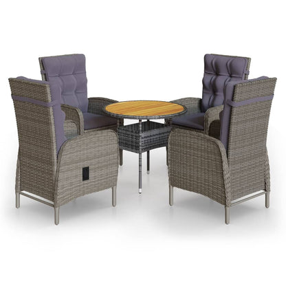 Set da Bistrot per Giardino 5 pz in Polyrattan Grigio - homemem39