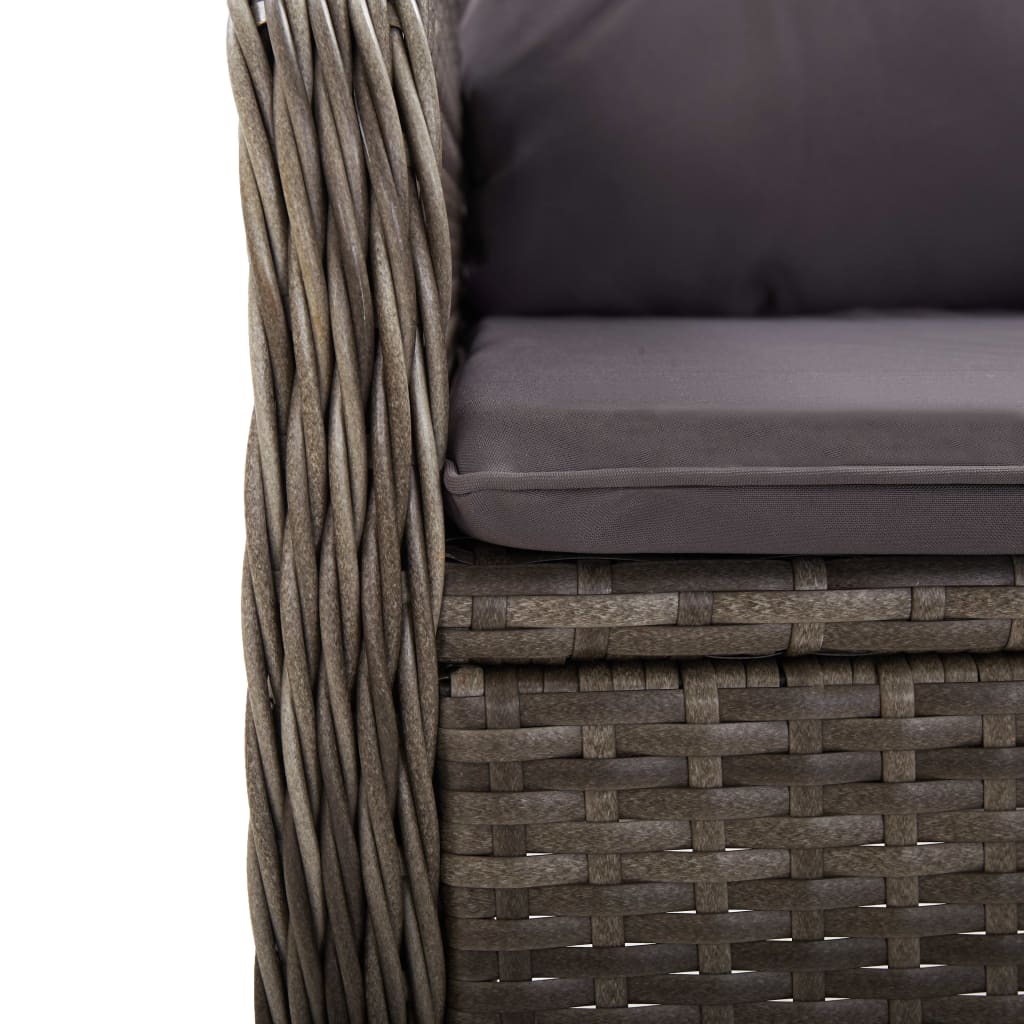 Set da Bistrot per Giardino 5 pz in Polyrattan Grigio - homemem39