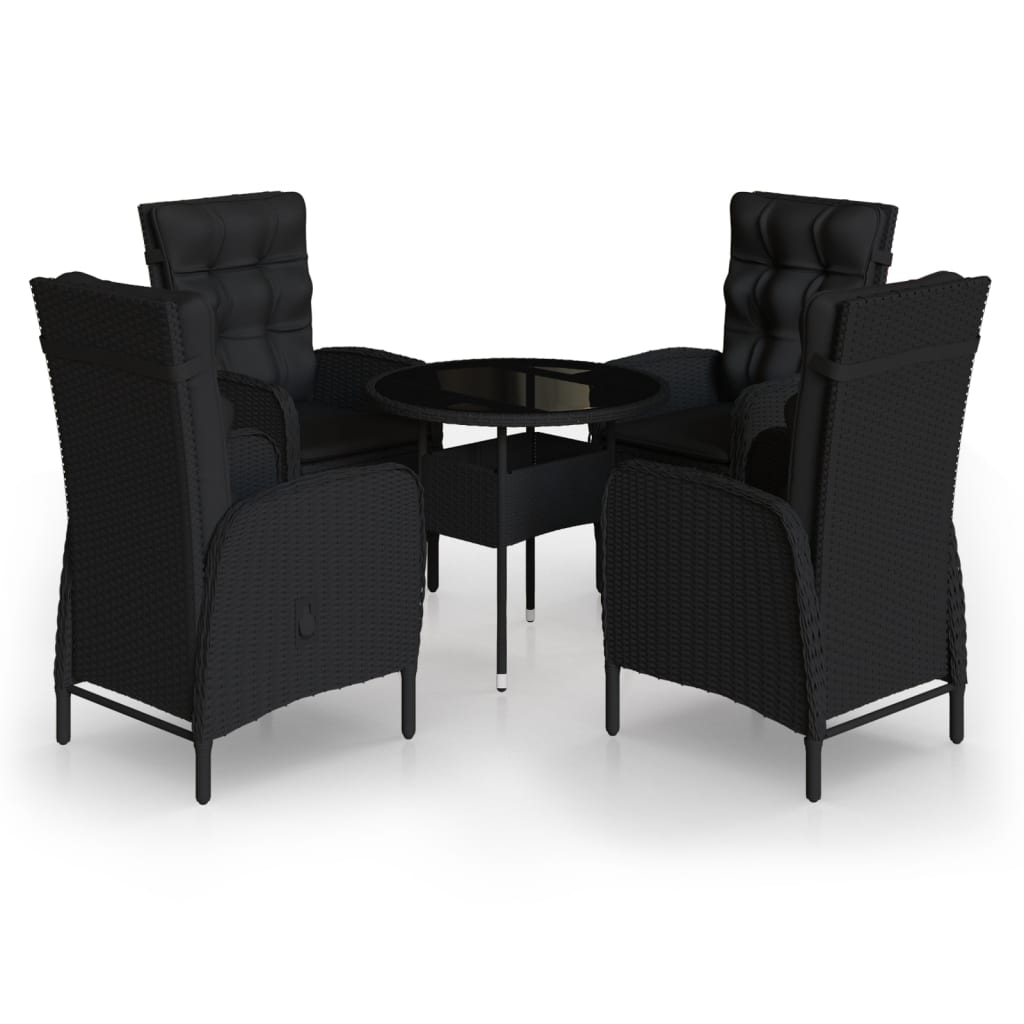 Set da Bistrot per Giardino 5 pz in Polyrattan Nero - homemem39